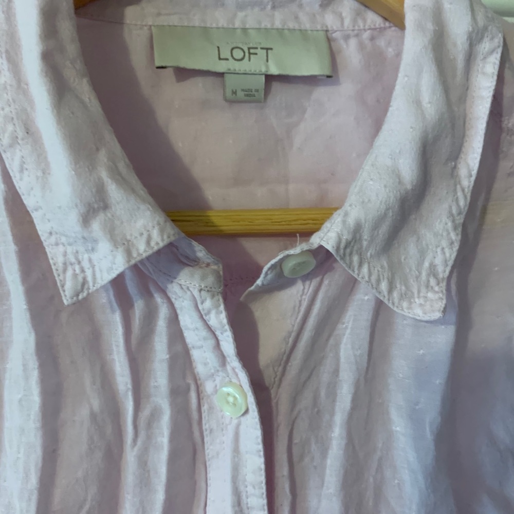 Loft Pink Button Up Medium - image 2